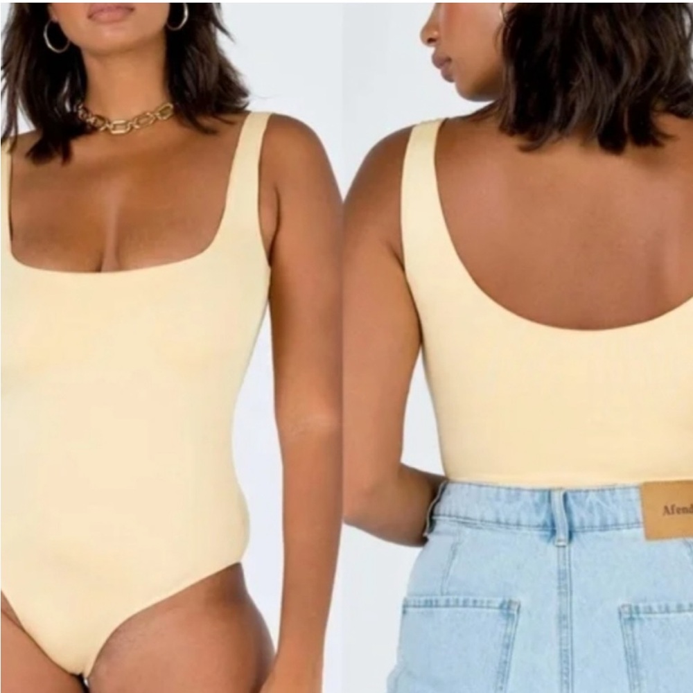Princess Polly light yellow square neck body suit